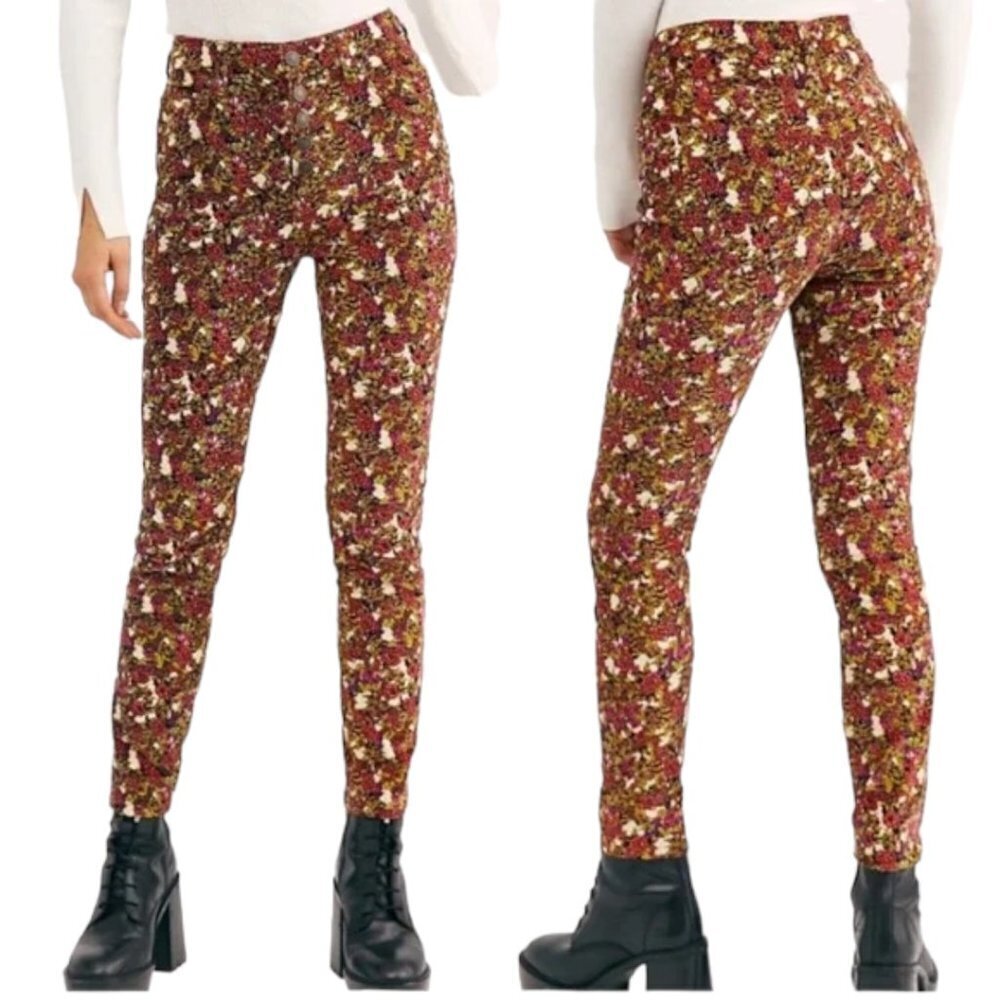 Free People We The Free Sun Chaser Corduroy Pants Floral Button Front